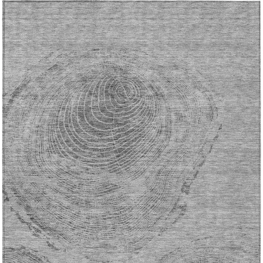 Gray Silver And Charcoal Abstract Washable Indoor Outdoor Area Rug Photo 5