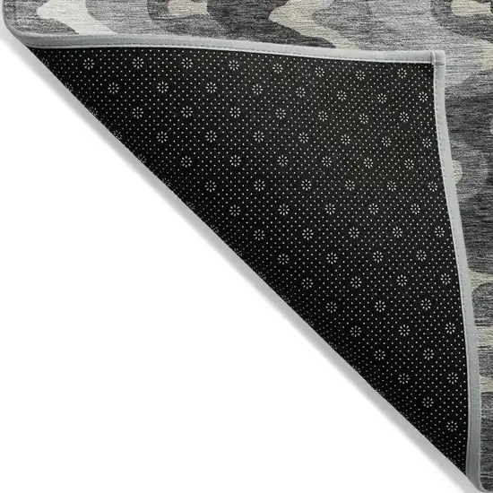 Gray Silver And Charcoal Abstract Washable Indoor Outdoor Area Rug Photo 2