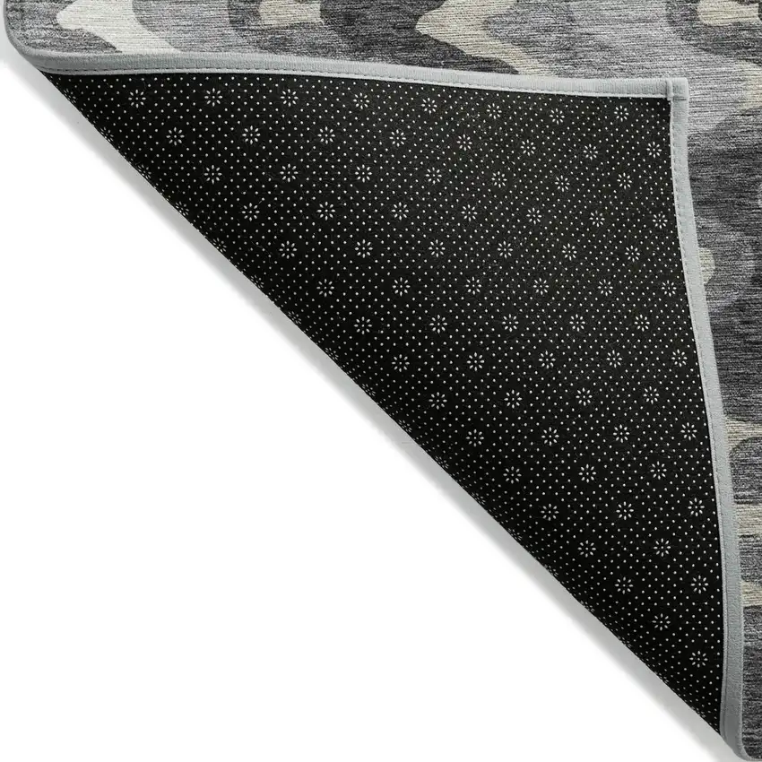 Gray Silver And Charcoal Abstract Washable Indoor Outdoor Area Rug Photo 2