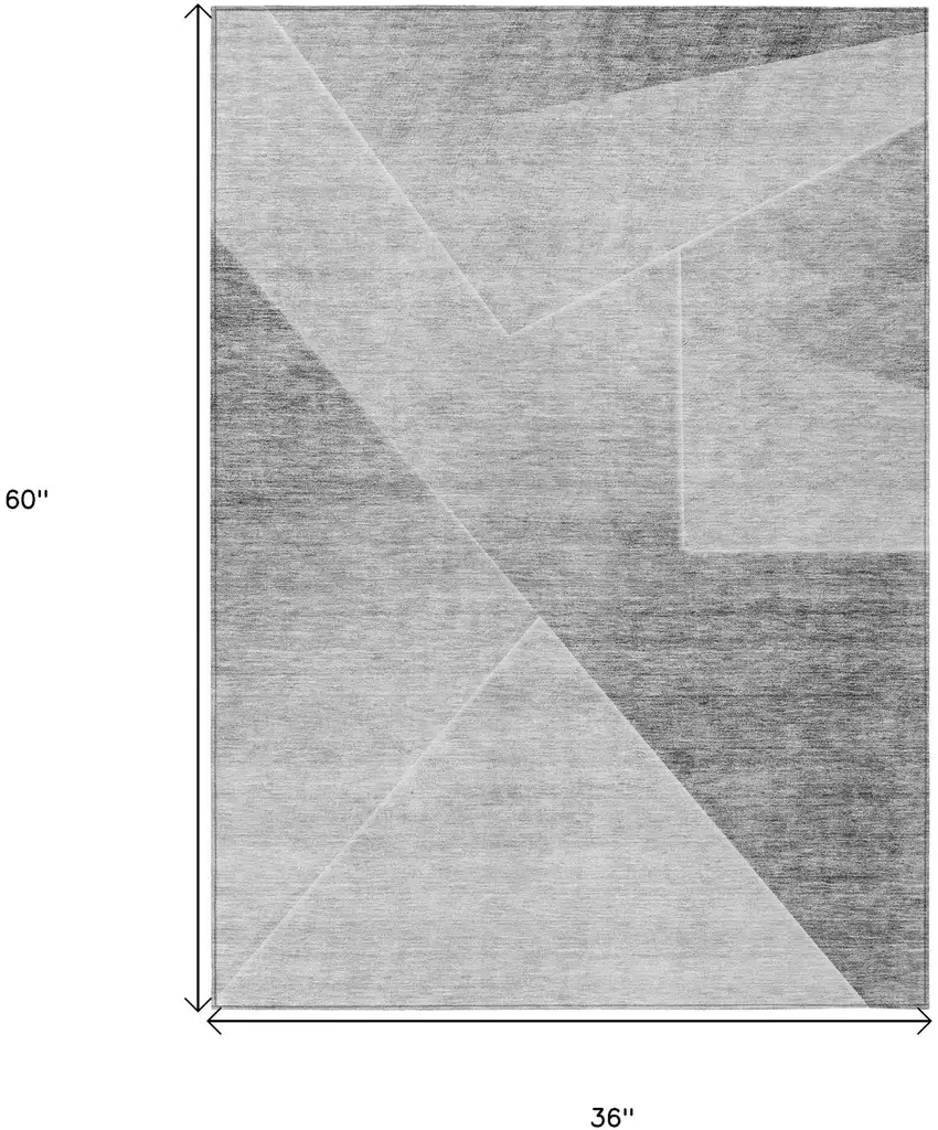 Gray Silver And Charcoal Abstract Washable Indoor Outdoor Area Rug Photo 7