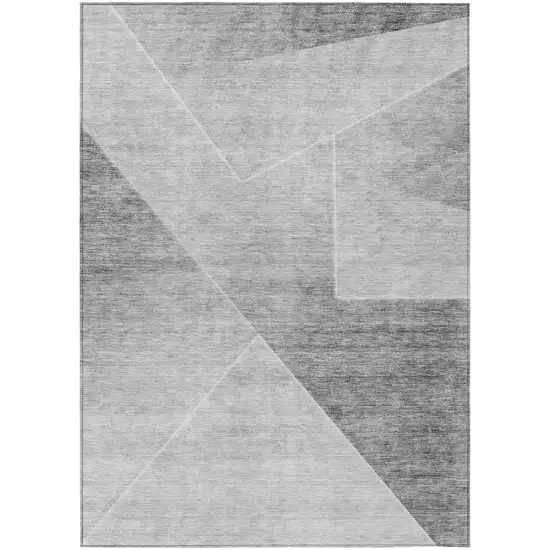 Gray Silver And Charcoal Abstract Washable Indoor Outdoor Area Rug Photo 2