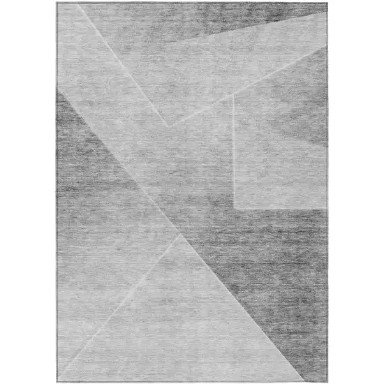 Gray Silver And Charcoal Abstract Washable Indoor Outdoor Area Rug Photo 2