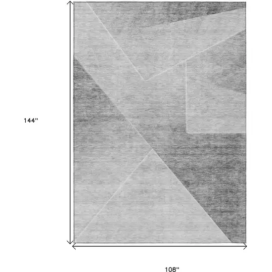 Gray Silver And Charcoal Abstract Washable Indoor Outdoor Area Rug Photo 3