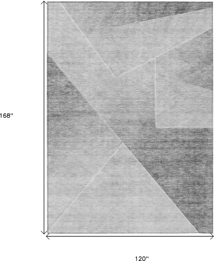 Gray Silver And Charcoal Abstract Washable Indoor Outdoor Area Rug Photo 3