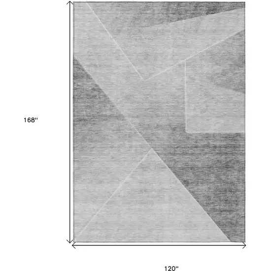 Gray Silver And Charcoal Abstract Washable Indoor Outdoor Area Rug Photo 3