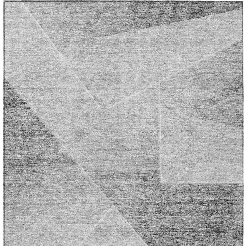 Gray Silver And Charcoal Abstract Washable Indoor Outdoor Area Rug Photo 7