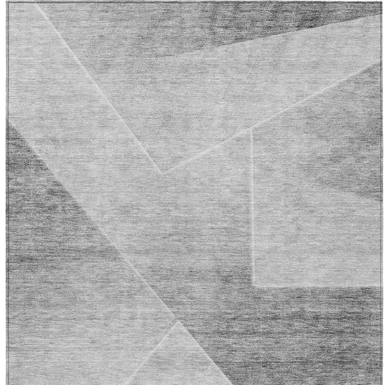 Gray Silver And Charcoal Abstract Washable Indoor Outdoor Area Rug Photo 7