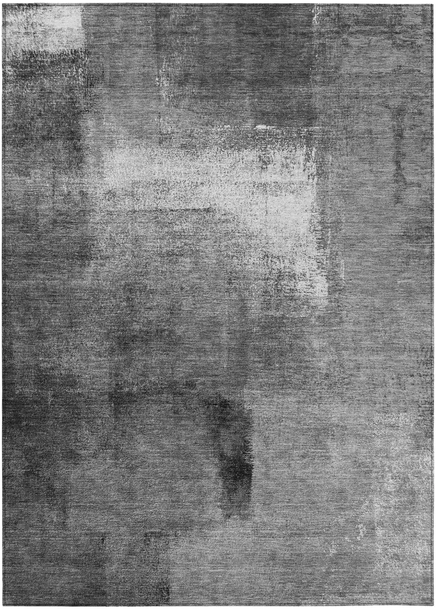Gray Silver And Charcoal Abstract Washable Indoor Outdoor Area Rug Photo 2