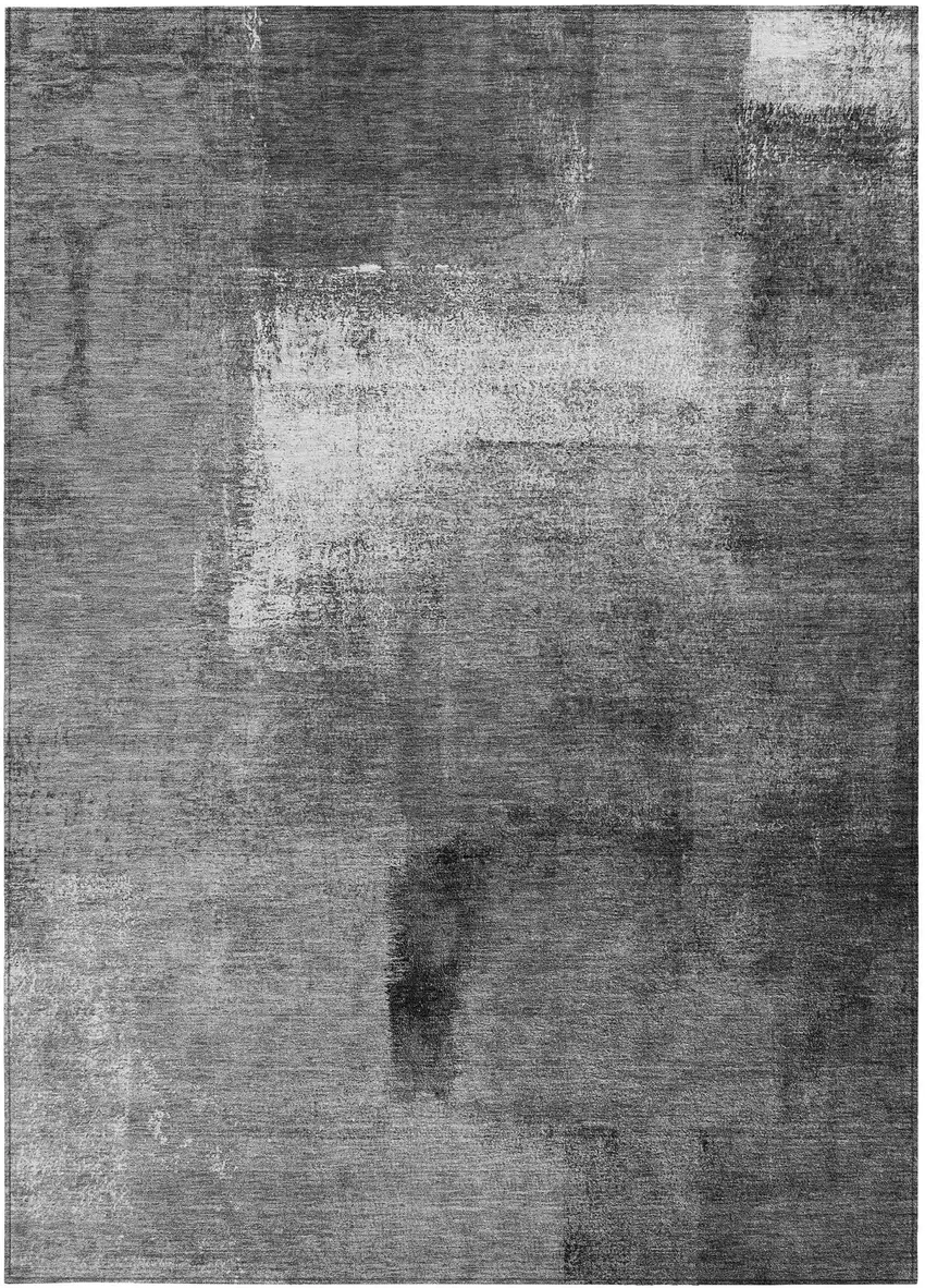 Gray Silver And Charcoal Abstract Washable Indoor Outdoor Area Rug Photo 5