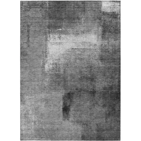 Gray Silver And Charcoal Abstract Washable Indoor Outdoor Area Rug Photo 5