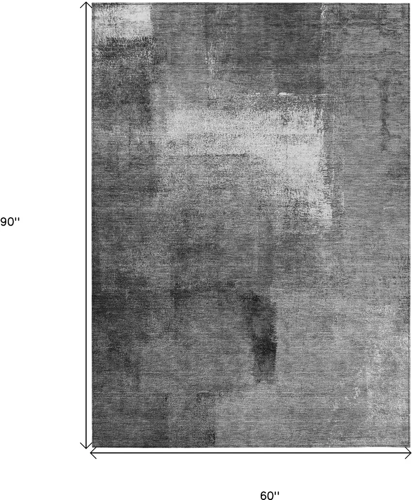 Gray Silver And Charcoal Abstract Washable Indoor Outdoor Area Rug Photo 3