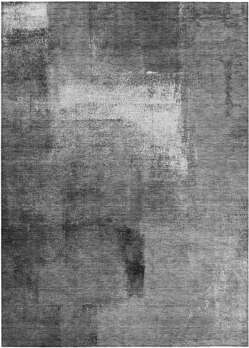 Gray Silver And Charcoal Abstract Washable Indoor Outdoor Area Rug Photo 2