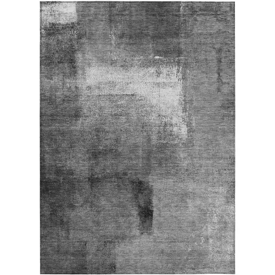 Gray Silver And Charcoal Abstract Washable Indoor Outdoor Area Rug Photo 2