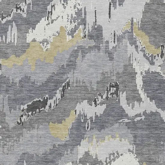 Gray Silver And Charcoal Abstract Washable Indoor Outdoor Area Rug Photo 7