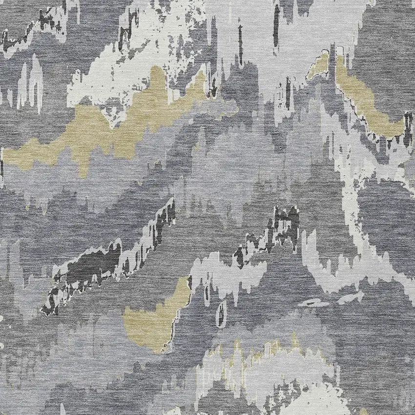 Gray Silver And Charcoal Abstract Washable Indoor Outdoor Area Rug Photo 7