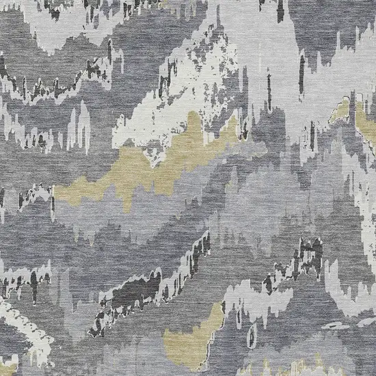 Gray Silver And Charcoal Abstract Washable Indoor Outdoor Area Rug Photo 7