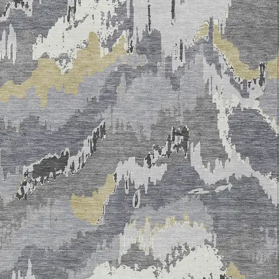 Gray Silver And Charcoal Abstract Washable Indoor Outdoor Area Rug Photo 7