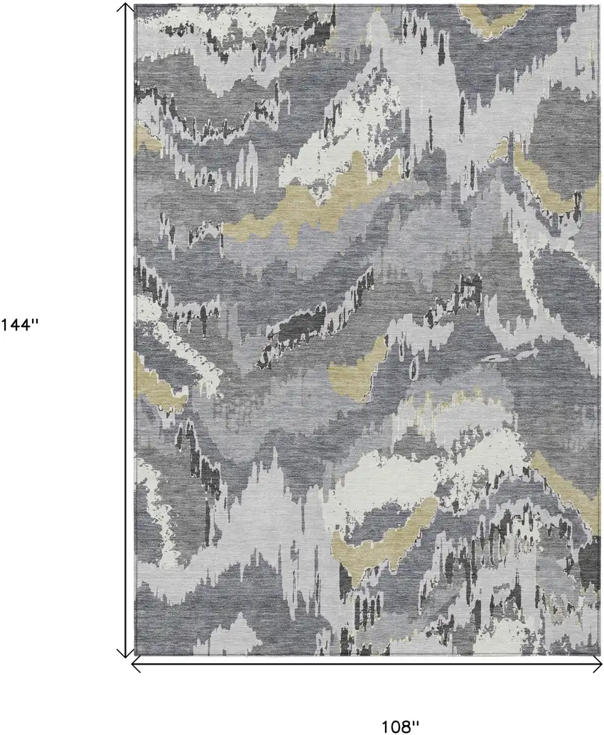 Gray Silver And Charcoal Abstract Washable Indoor Outdoor Area Rug Photo 3
