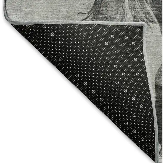 Gray Silver And Charcoal Animal Print Washable Area Rug With UV Protection Photo 6