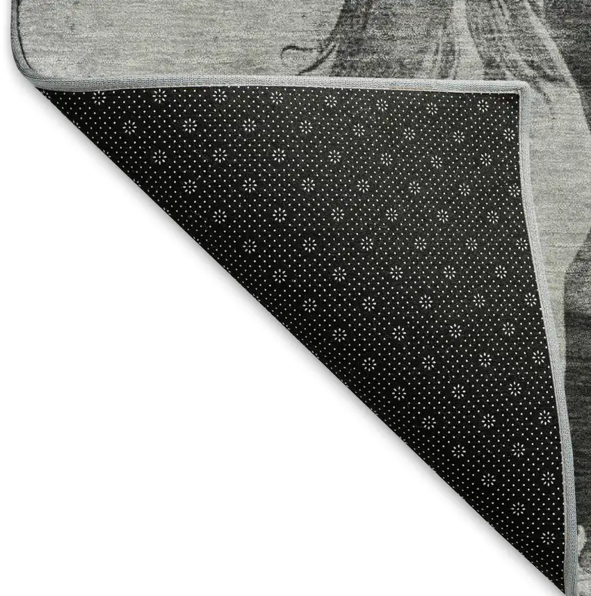 Gray Silver And Charcoal Animal Print Washable Area Rug With UV Protection Photo 6