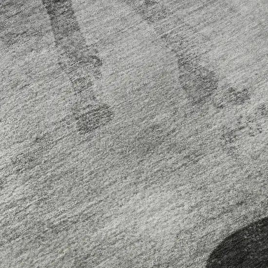 Gray Silver And Charcoal Animal Print Washable Area Rug With UV Protection Photo 9