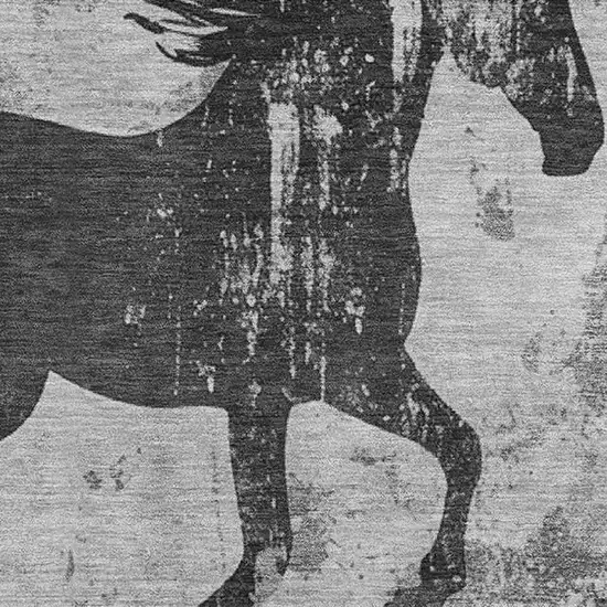 Gray Silver And Charcoal Animal Print Washable Area Rug With UV Protection Photo 2