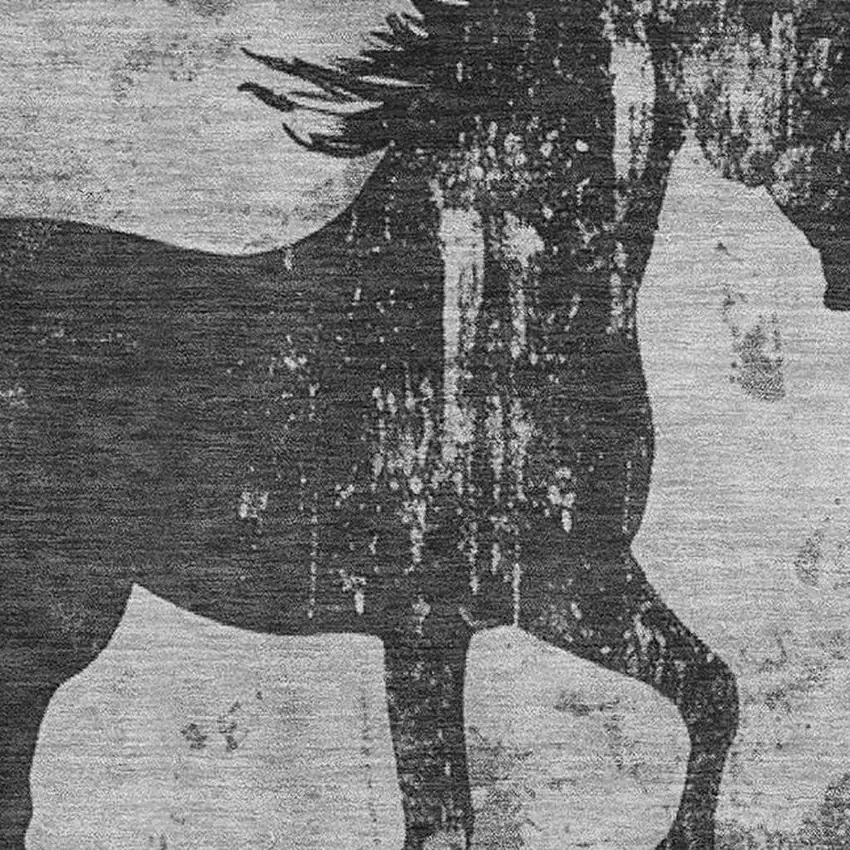 Gray Silver And Charcoal Animal Print Washable Area Rug With UV Protection Photo 2