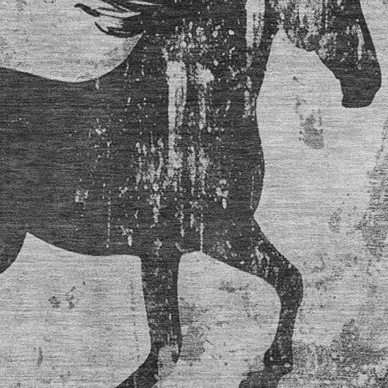 Gray Silver And Charcoal Animal Print Washable Area Rug With UV Protection Photo 2