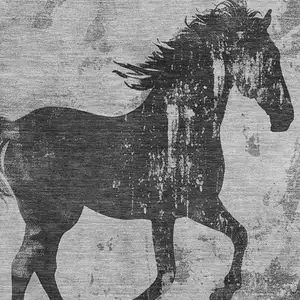 Photo of Gray Silver And Charcoal Animal Print Washable Area Rug With UV Protection