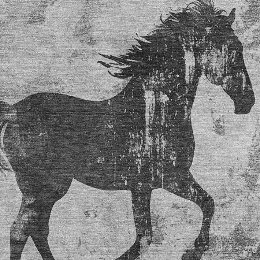 Gray Silver And Charcoal Animal Print Washable Area Rug With UV Protection Photo 3