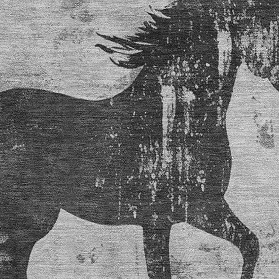 Gray Silver And Charcoal Animal Print Washable Area Rug With UV Protection Photo 2