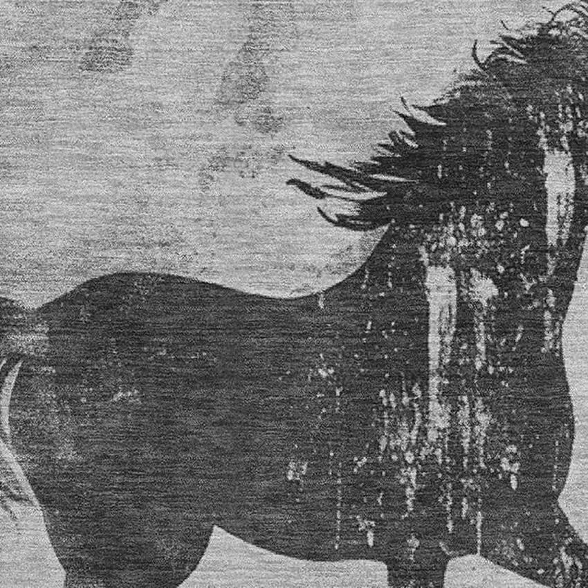 Gray Silver And Charcoal Animal Print Washable Area Rug With UV Protection Photo 2