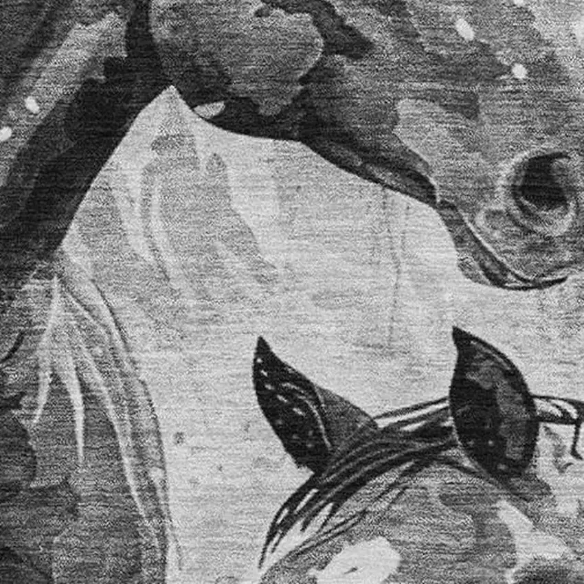 Gray Silver And Charcoal Animal Print Washable Area Rug With UV Protection Photo 2