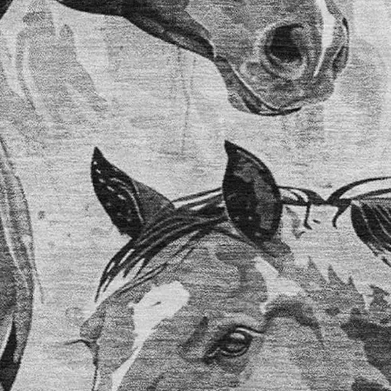 Gray Silver And Charcoal Animal Print Washable Area Rug With UV Protection Photo 2