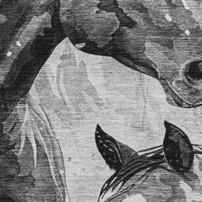 Gray Silver And Charcoal Animal Print Washable Area Rug With UV Protection Photo 2