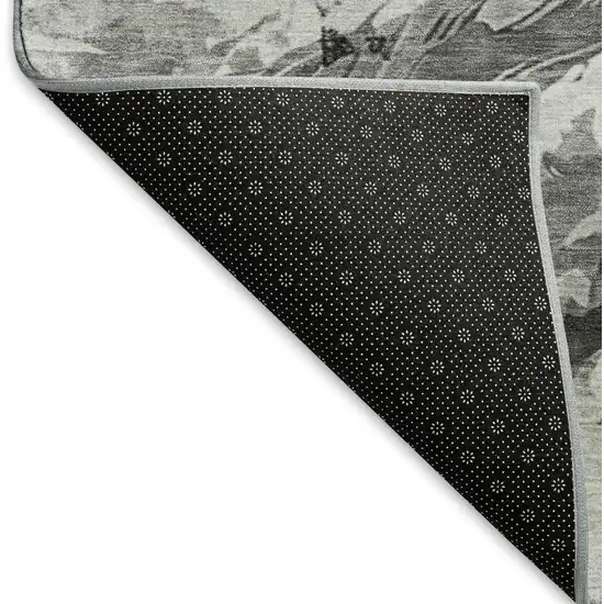 Gray Silver And Charcoal Animal Print Washable Area Rug With UV Protection Photo 6