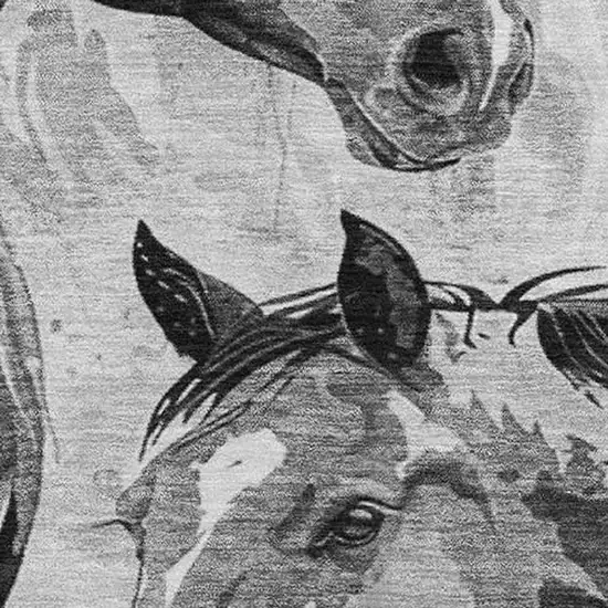 Gray Silver And Charcoal Animal Print Washable Area Rug With UV Protection Photo 2