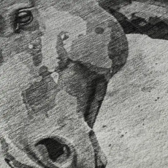 Gray Silver And Charcoal Animal Print Washable Area Rug With UV Protection Photo 9