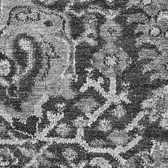 Gray Silver And Charcoal Damask Washable Area Rug With UV Protection Photo 2