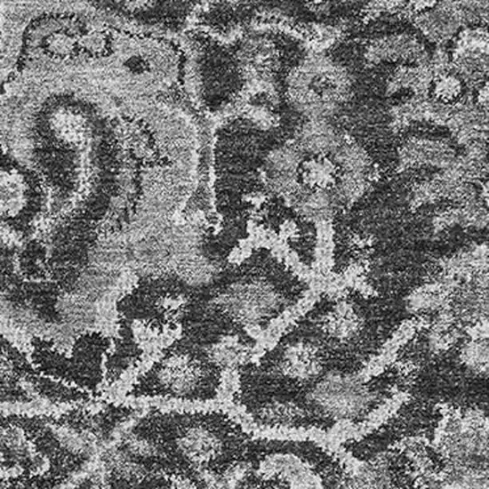 Gray Silver And Charcoal Damask Washable Area Rug With UV Protection Photo 2