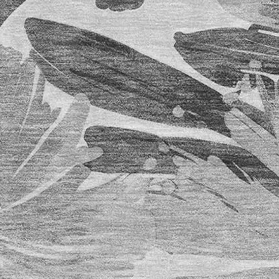 Gray Silver And Charcoal Floral Washable Area Rug With UV Protection Photo 2