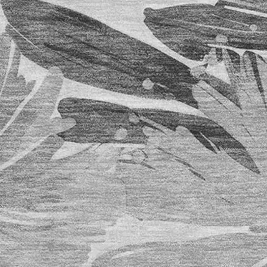 Gray Silver And Charcoal Floral Washable Area Rug With UV Protection Photo 2