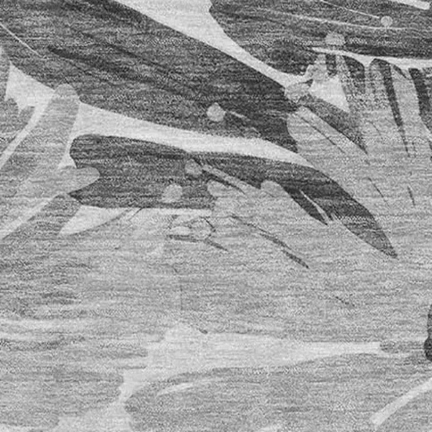 Gray Silver And Charcoal Floral Washable Area Rug With UV Protection Photo 2