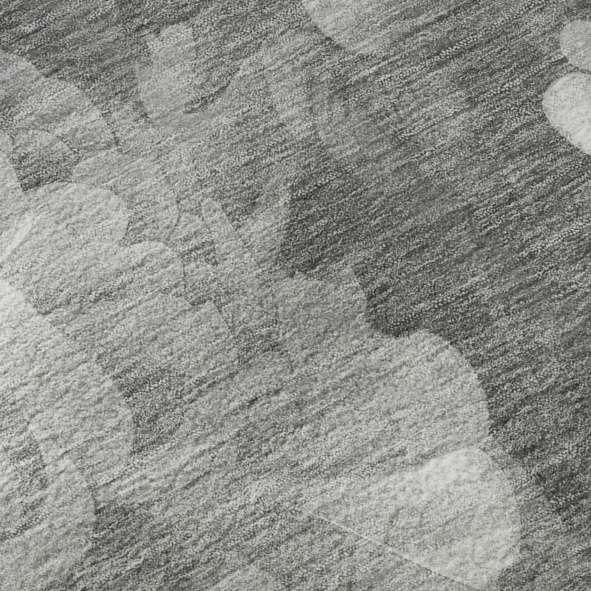 Gray Silver And Charcoal Floral Washable Area Rug With UV Protection Photo 9