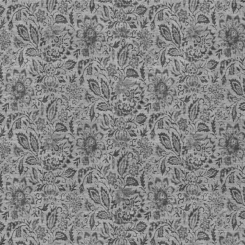 Gray Silver And Charcoal Floral Washable Indoor Outdoor Area Rug Photo 5