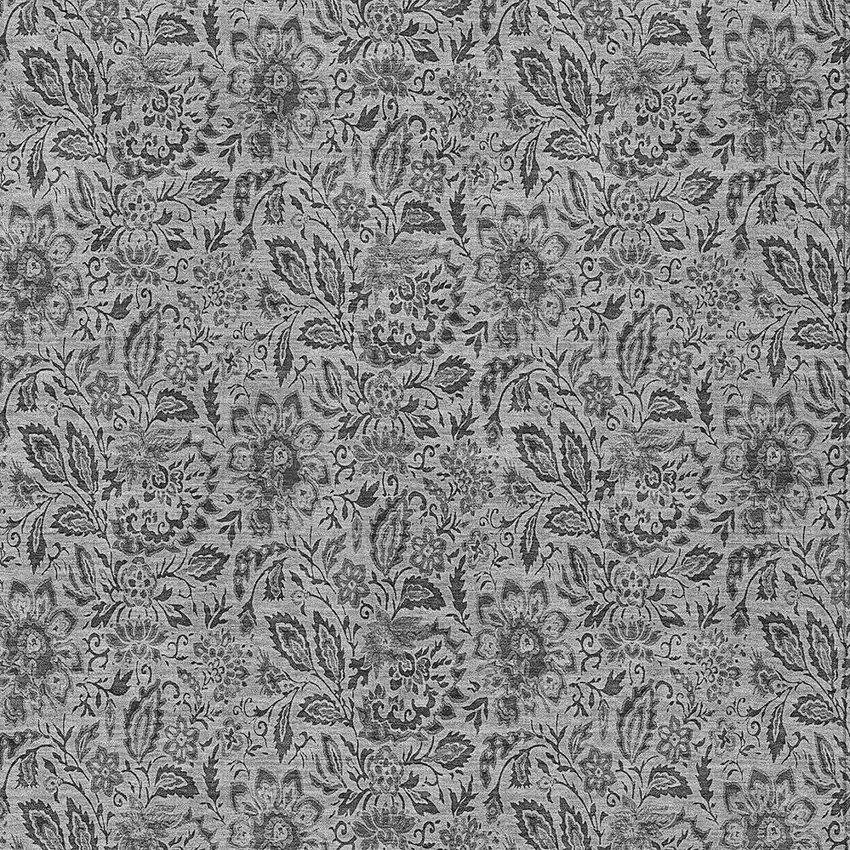 Gray Silver And Charcoal Floral Washable Indoor Outdoor Area Rug Photo 5