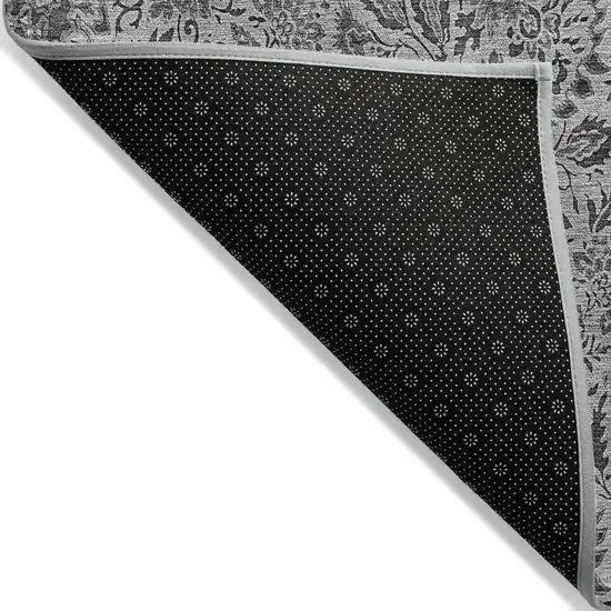 Gray Silver And Charcoal Floral Washable Indoor Outdoor Area Rug Photo 4