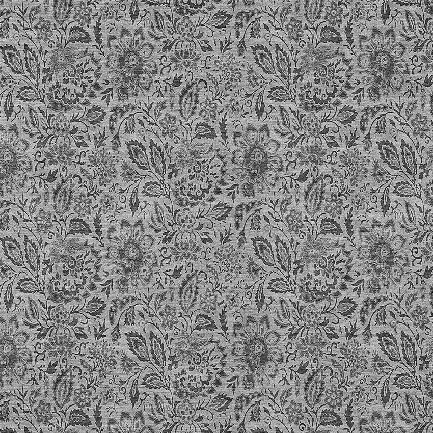 Gray Silver And Charcoal Floral Washable Indoor Outdoor Area Rug Photo 6