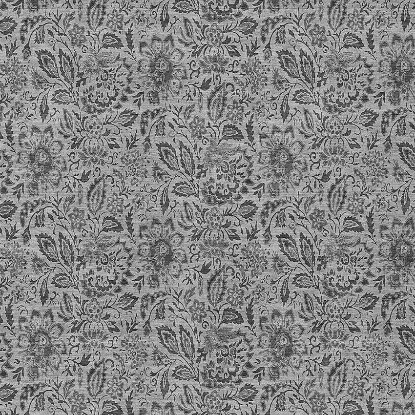 Gray Silver And Charcoal Floral Washable Indoor Outdoor Area Rug Photo 5