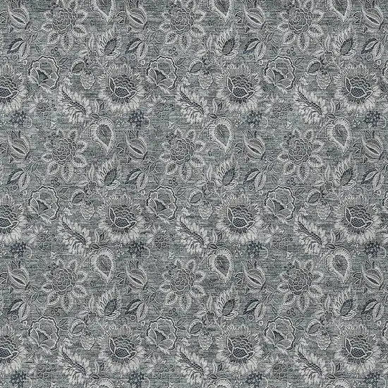 Gray Silver And Charcoal Floral Washable Indoor Outdoor Area Rug Photo 6